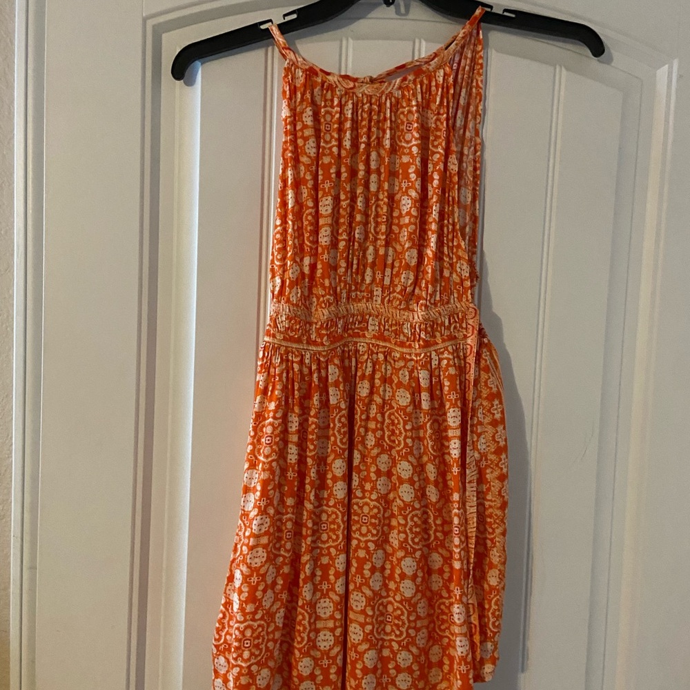 Orange Spaghetti Strap Sundress for Casual Resort Wear S
